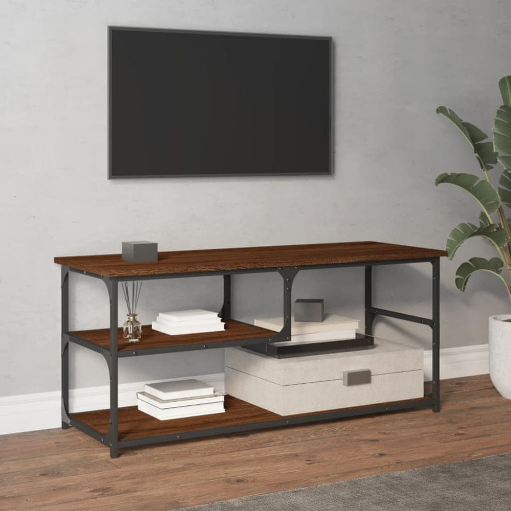 Vidaxl TV skrinka hnedý dub 103x38x46,5 cm kompozitné drevo a oceľ